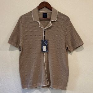 Stylish Tan Short Sleeve Button Down Shirt